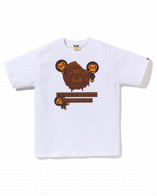 T Shirts Bape Valentine Chocolate Milo Homme Blanche | GWTRD8120