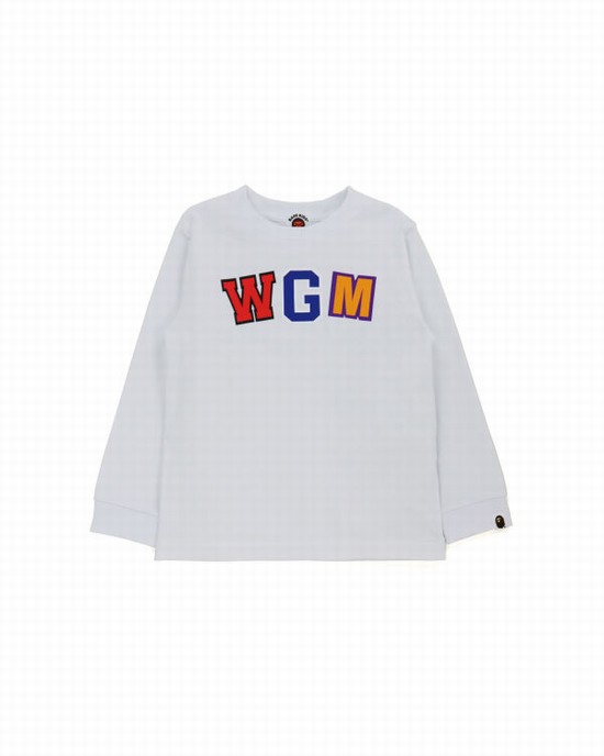 T Shirts Bape WGM Shark L/S Enfant Blanche | CZDVU8467