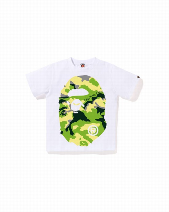 T Shirts Bape Woodland Camo Big Ape Head Enfant Blanche | NRFOZ9830