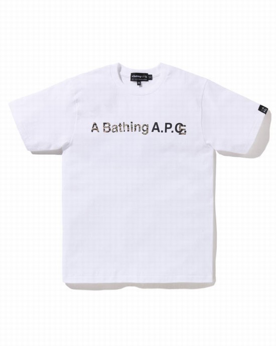 T Shirts Bape X A.P.C. A Bathing Ape Larges Femme Blanche | PSYHE1897