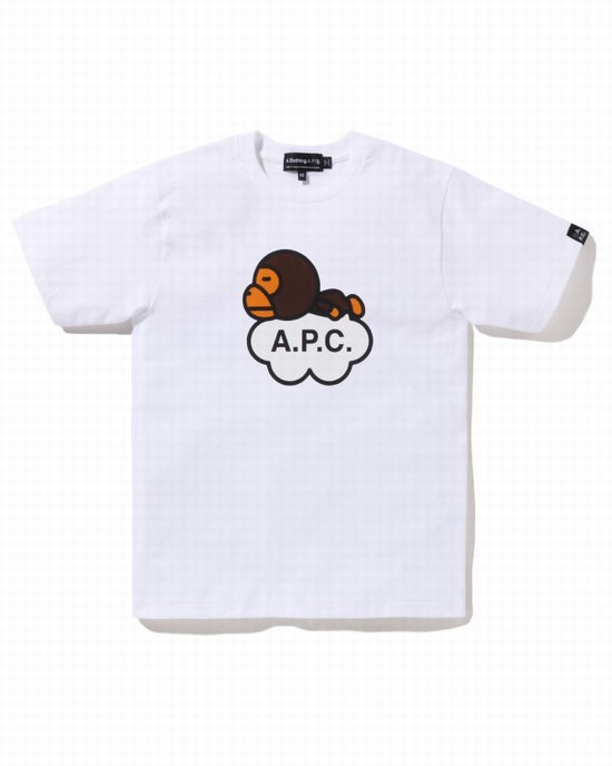 T Shirts Bape X A.P.C. Milo Larges Femme Blanche | HROZC4065