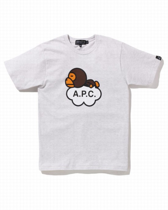 T Shirts Bape X A.P.C. Milo Larges Femme Grise | TIDWG8514