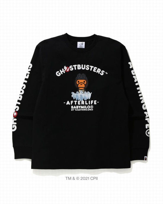 T Shirts Bape X Ghostbusters Milo Long Sleeve Homme Noir | AYRLS4876