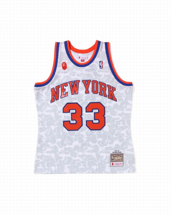 T Shirts Bape X M&N New York Knicks Homme Blanche | QJXWG2319