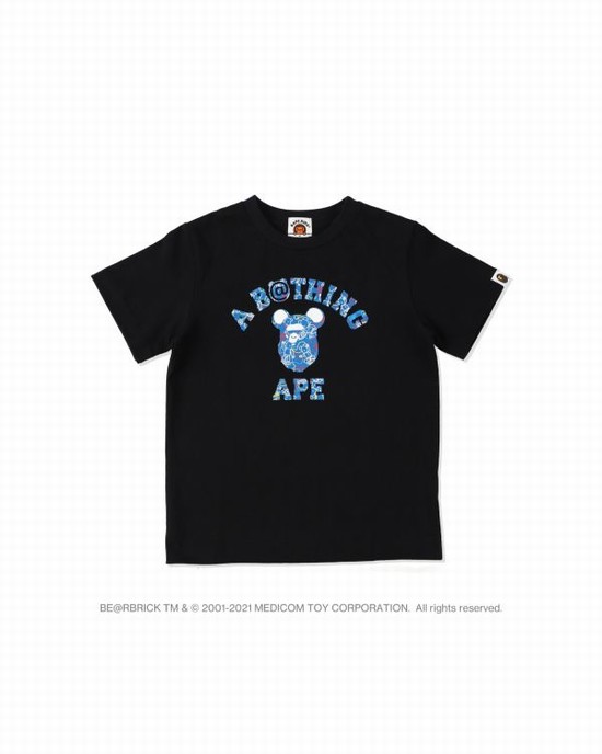 T Shirts Bape X Medicom Toy Camo BE@R College Enfant Noir | PDUFW7198