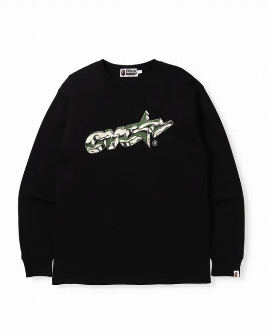 T Shirts Bape X OVO Long Sleeve Homme Noir | RZFCN6534