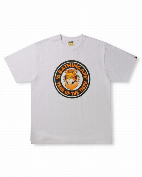 T Shirts Bape Year Of The Tiger Homme Blanche | ZWPMS7085