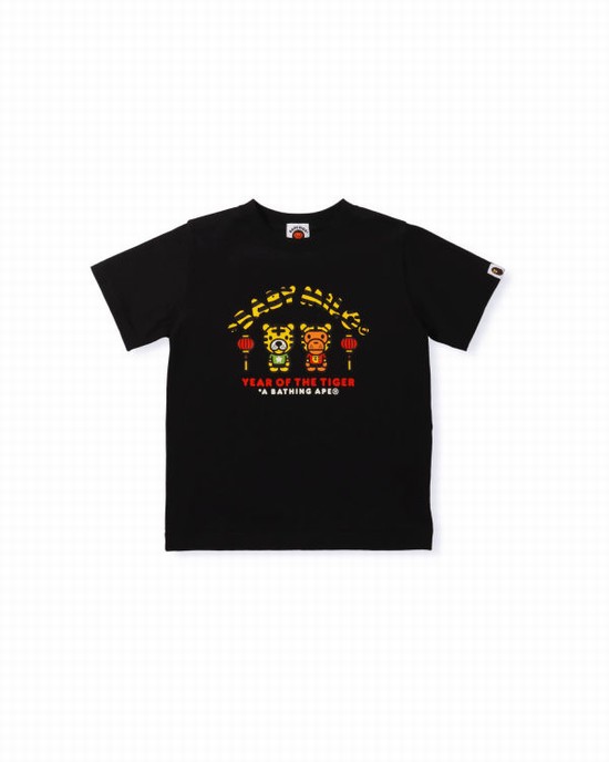 T Shirts Bape Year Of The Tiger Milo Enfant Noir | HZPGD5367