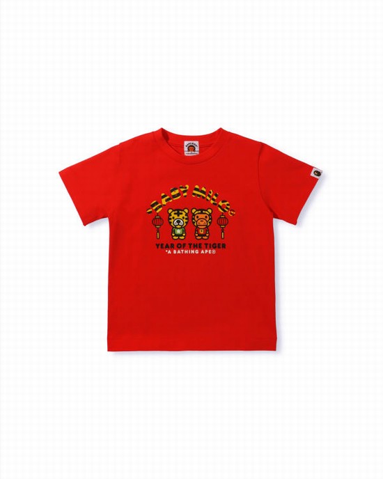 T Shirts Bape Year Of The Tiger Milo Enfant Rouge Clair | WTKYN8037