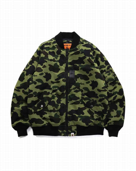 Vestes Bape 1st Camo Nylon Twill MA-1 Homme Vert | SVIJR9103