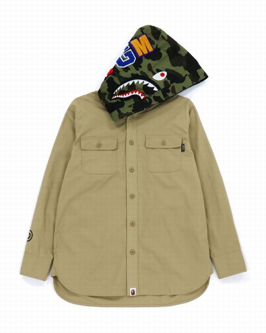 Vestes Bape 1st Camo Shark Femme Beige | QTZPU3189