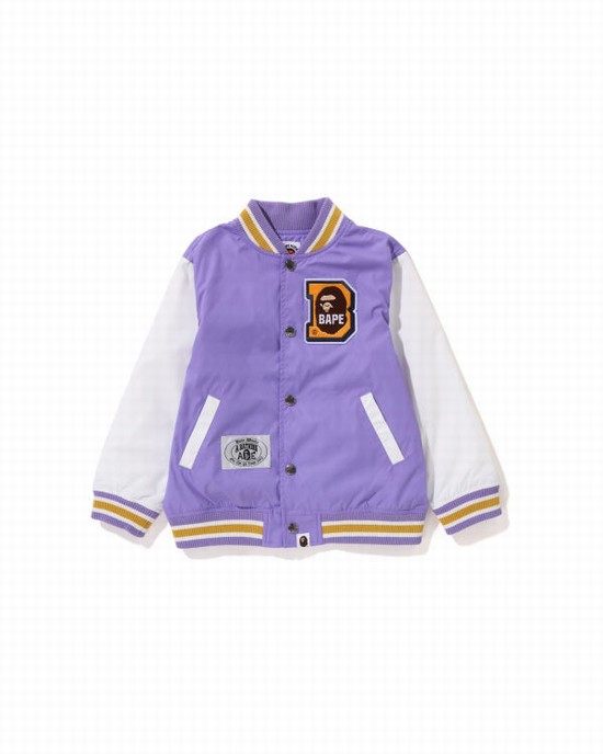 Vestes Bape Ape Head B Patch Varsity Enfant Violette | BQKAT1978