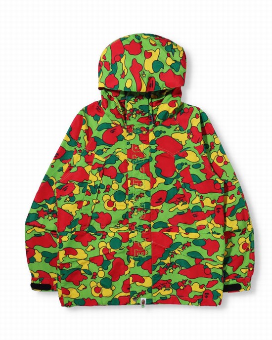 Vestes Bape STA Camo Snowboard Homme Vert Rouge Jaune | BYMLA0346