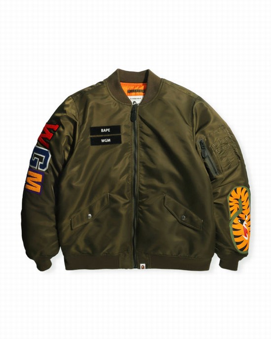 Vestes Bape Shark Loose Fit Ma-1 M Bomber Homme Vert | BTSNI2730