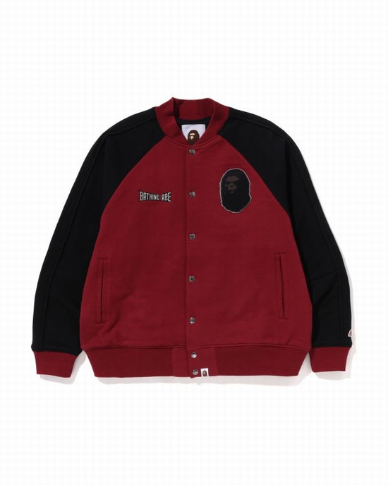 Vestes Bape Sweat Varsity Homme Rouge Clair | PDTRE7243