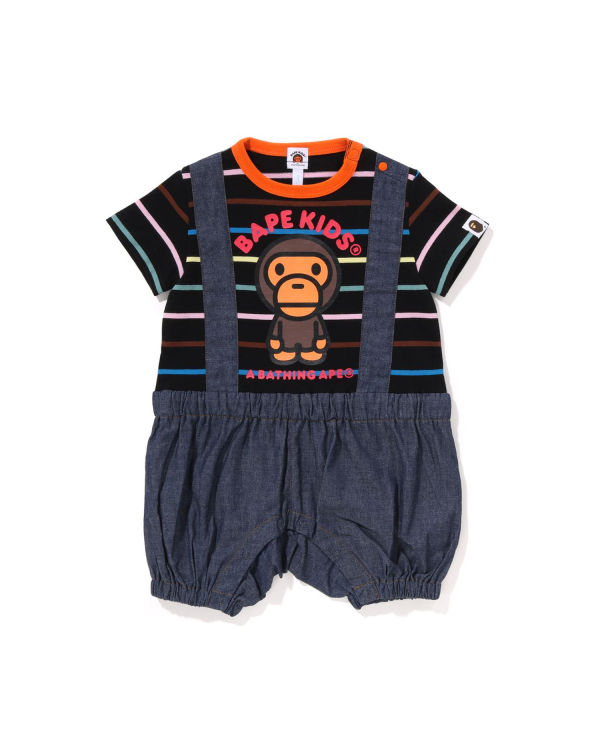 Body Bape Hoop Milo Suspenders Layered Rompers Enfant Noir | VFWSG1807