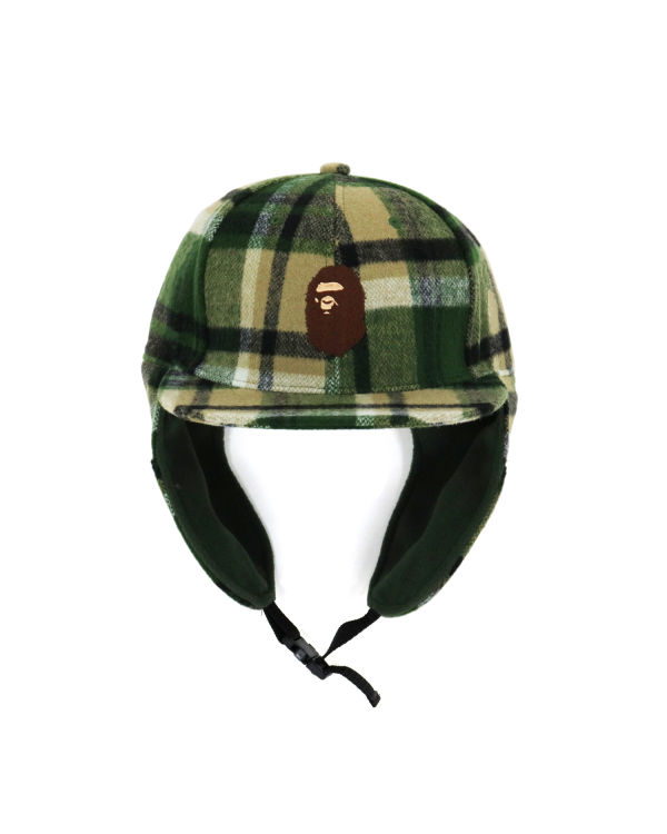 Casquettes Bape Check Earmuffs Homme Vert | HJXDB8957