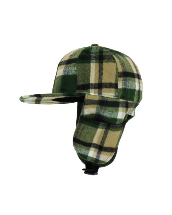 Casquettes Bape Check Earmuffs Homme Vert | HJXDB8957