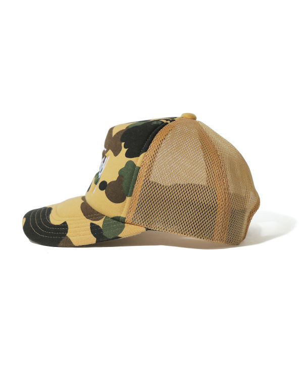 Casquettes Bape X Stussy Trucker Homme Jaune | JIESL8207