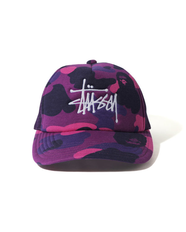 Casquettes Bape X Stussy Trucker Homme Violette | VOAZK3574