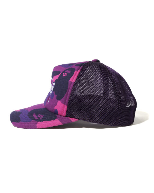 Casquettes Bape X Stussy Trucker Homme Violette | VOAZK3574