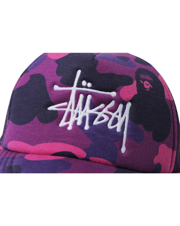 Casquettes Bape X Stussy Trucker Homme Violette | VOAZK3574