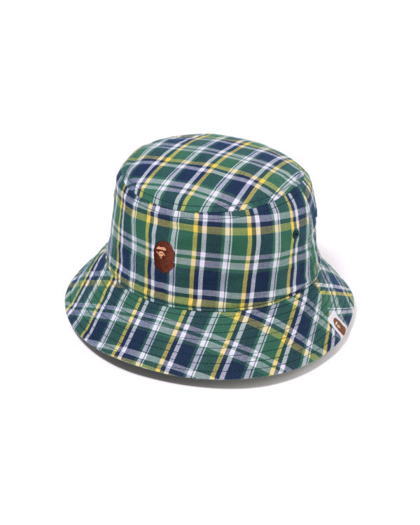 Chapeaux Bape Mini Check Bucket Homme Vert Clair | TINAG5074