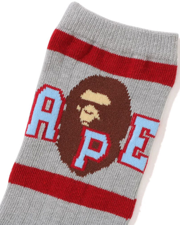 Chaussettes Bape Ape Head Line Rib Enfant Grise | FHAPK7142