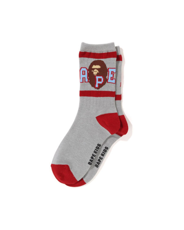 Chaussettes Bape Ape Head Line Rib Enfant Grise | FHAPK7142