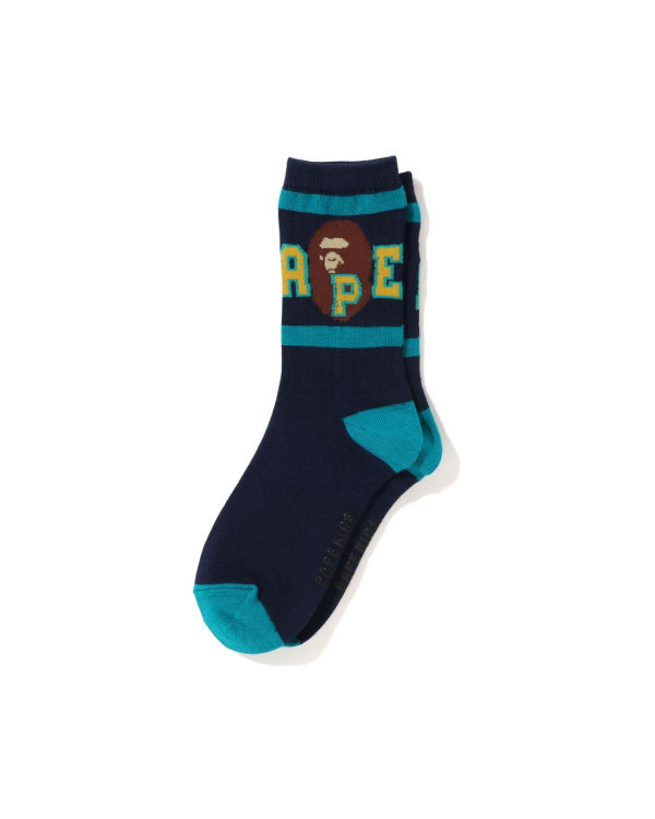 Chaussettes Bape Ape Head Line Rib Enfant Bleu Marine Bleu | QHJTB1295