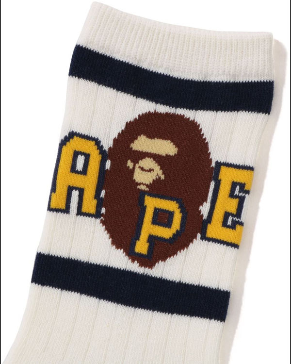 Chaussettes Bape Ape Head Line Rib Enfant Blanche | XUBDS0831