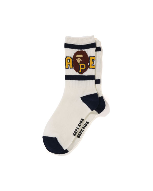 Chaussettes Bape Ape Head Line Rib Enfant Blanche | XUBDS0831