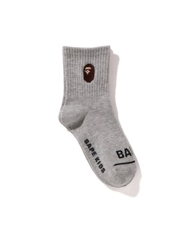 Chaussettes Bape Ape Head Nervuré Enfant Grise | FQCGB8731