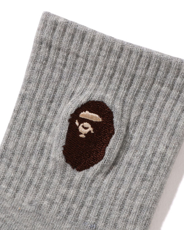 Chaussettes Bape Ape Head Nervuré Enfant Grise | FQCGB8731