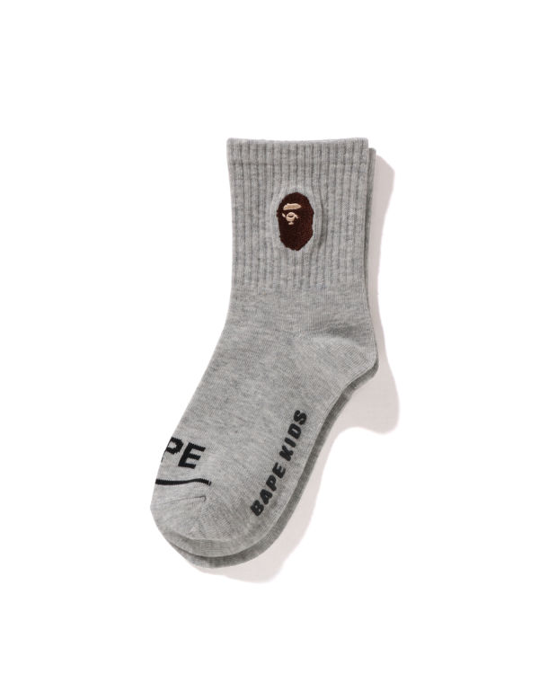 Chaussettes Bape Ape Head Nervuré Enfant Grise | FQCGB8731