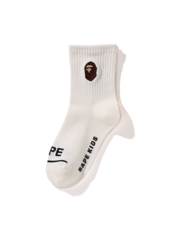 Chaussettes Bape Ape Head Nervuré Enfant Blanche | NFGIW2346