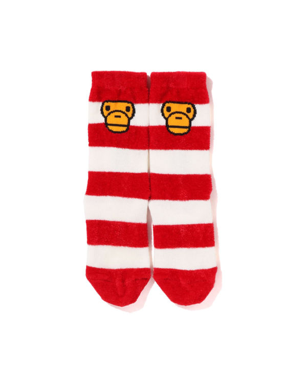 Chaussettes Bape Hoop Milo Face Enfant Rouge Clair | NARVO7145