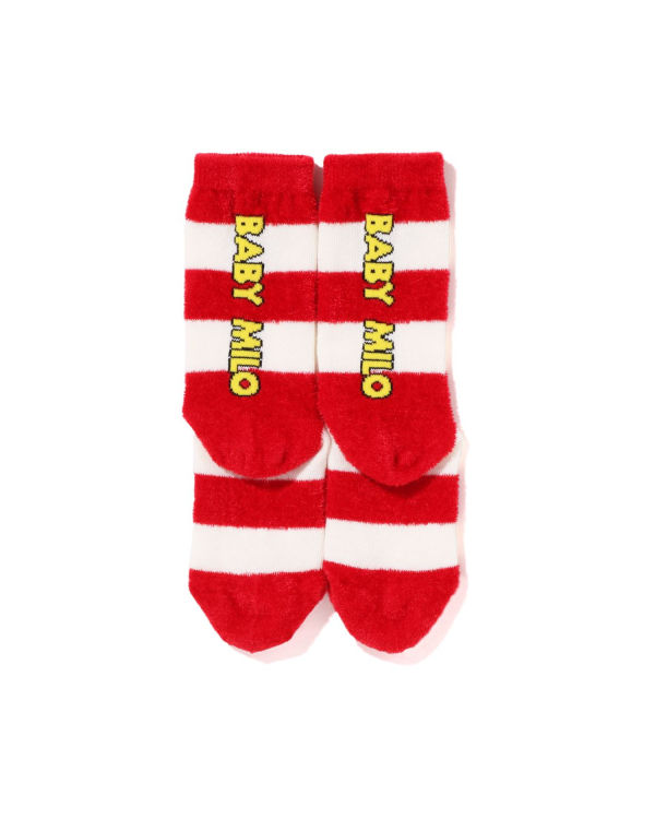 Chaussettes Bape Hoop Milo Face Enfant Rouge Clair | NARVO7145