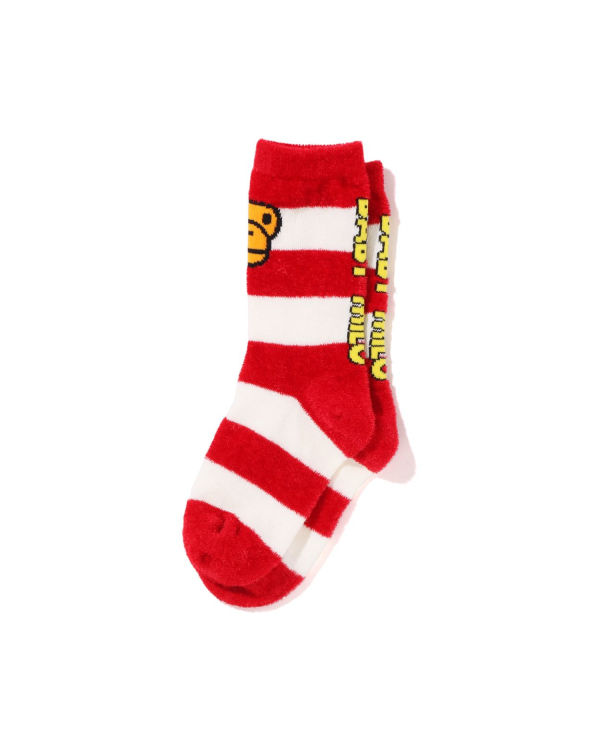 Chaussettes Bape Hoop Milo Face Enfant Rouge Clair | NARVO7145