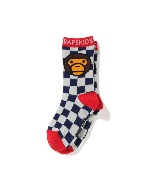 Chaussettes Bape Milo Checkered Flag Enfant Bleu Marine Bleu | EAMFY4310