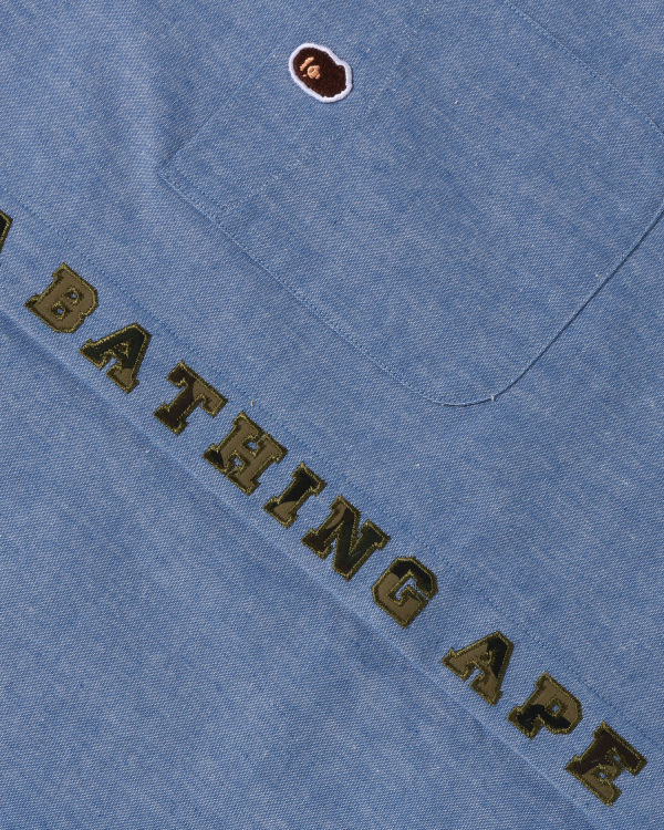 Chemises Bape A Bathing Ape Applique BD Loose Fit Homme Bleu | CXAFM2413