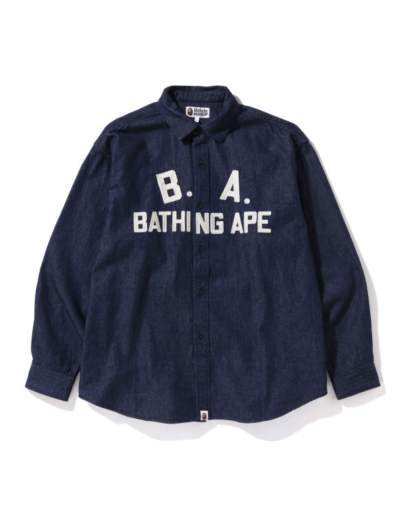 Chemises Bape B.A Loose Fit Denim Homme Bleu | LTJOQ7064