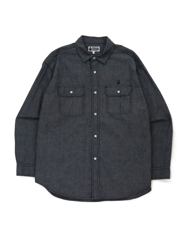 Chemises Bape Chambray Loose Fit Homme Noir | DWQVI2836