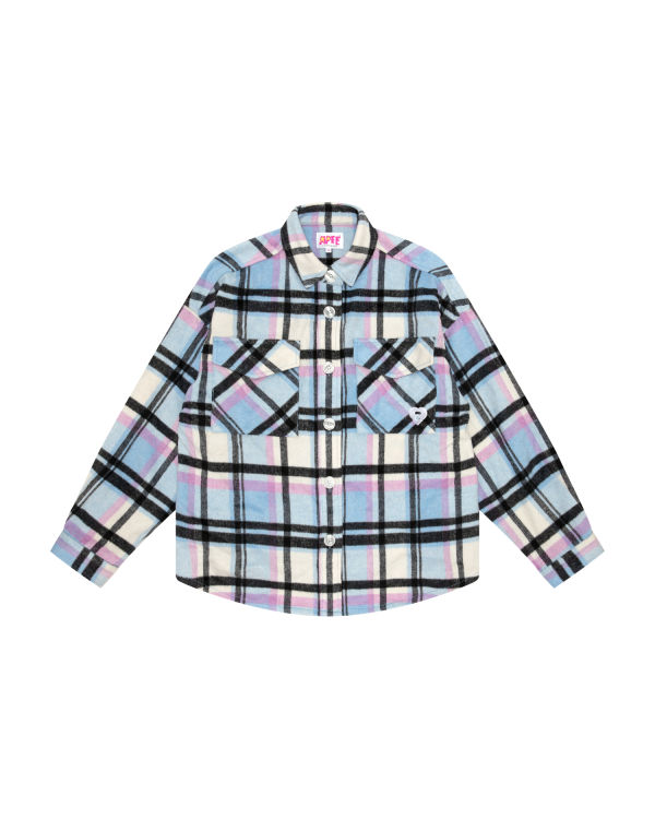 Chemises Bape Checked Femme Bleu | IDHVX4825