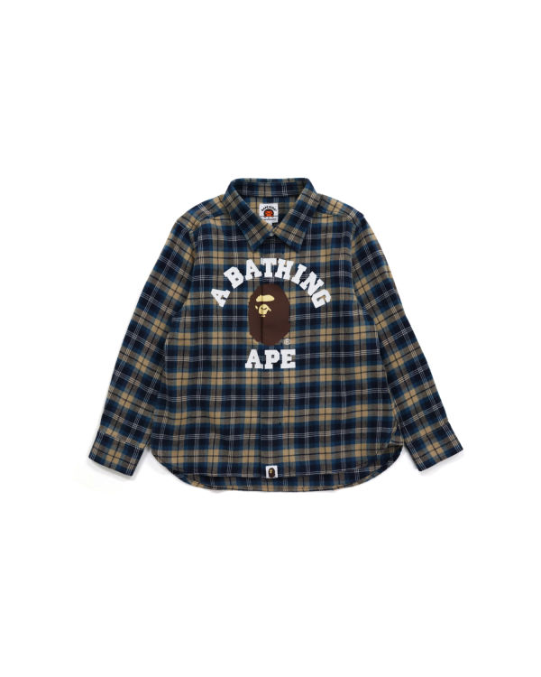 Chemises Bape College Flannel Check Enfant Bleu Foncé | NXICK7428