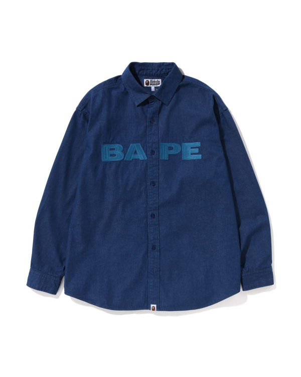 Chemises Bape Denim Loose Fit Homme Bleu Marine Bleu | NJUFC5013