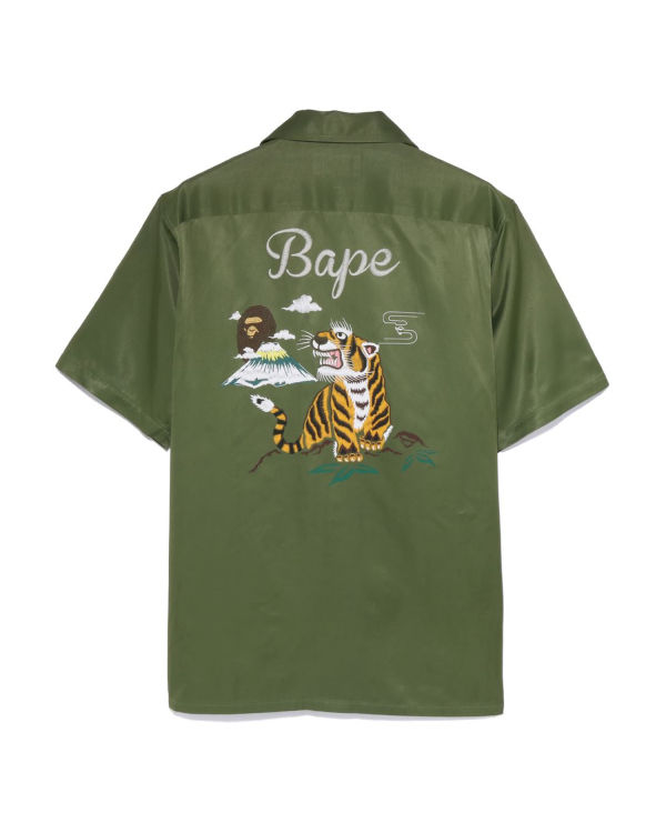 Chemises Bape Japan Culture Open Collar Homme Vert | KANVX0391