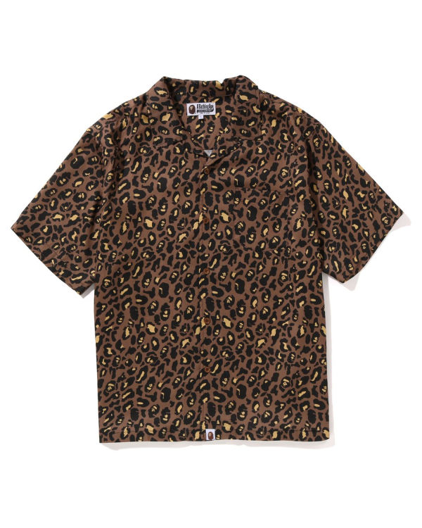 Chemises Bape Leopard Open Collar Homme Marron | AMOSX2908