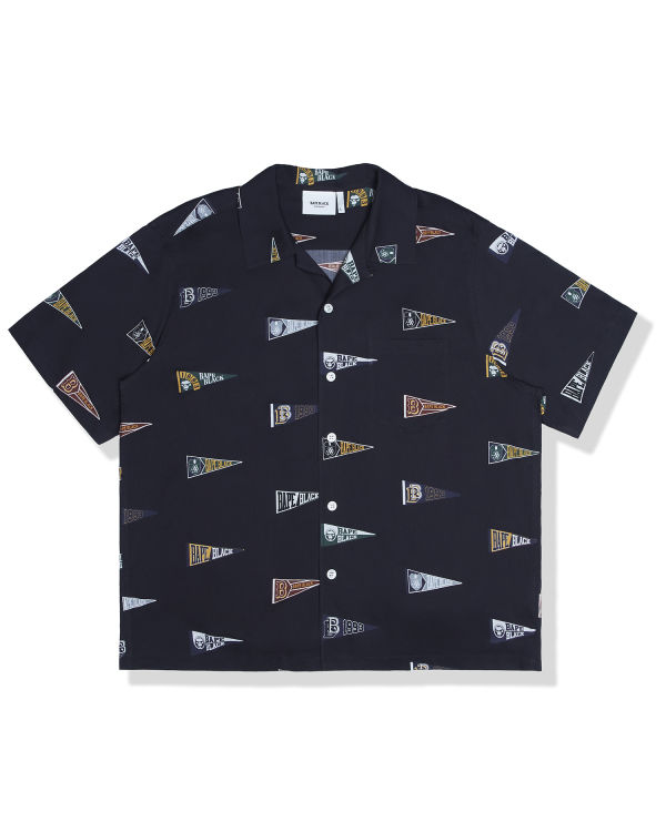 Chemises Bape Logo print short sleeve Homme Noir | VTKGS1734