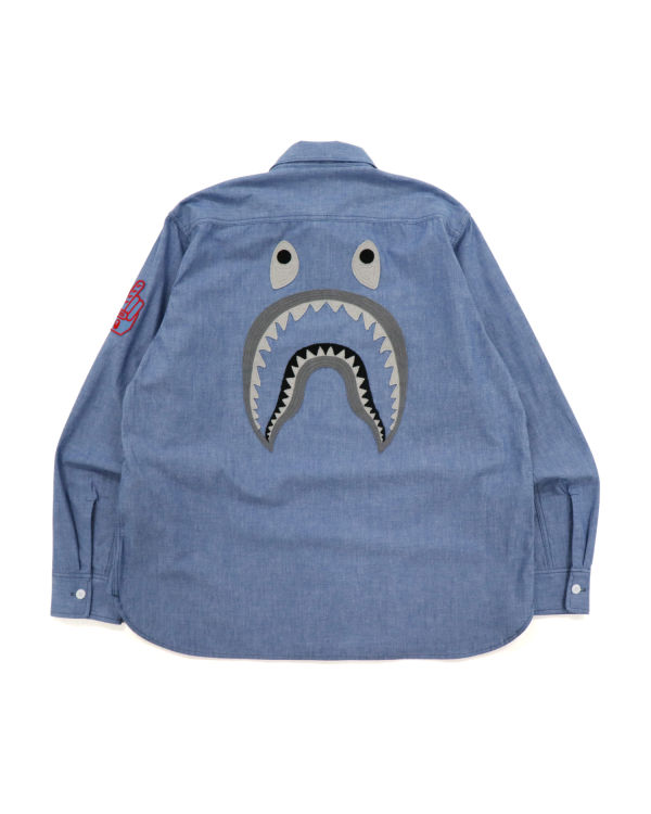 Chemises Bape Military Patch Relaxed Fit Chambray Homme Bleu Clair | ZLJBK7025